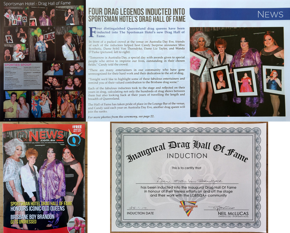 QNews 3rd Feb 2017 cover story collage re Drag Hall Of Fame 400k