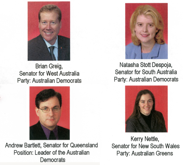 Senators who spoke for Marriage Equality on 13 Aug 2004